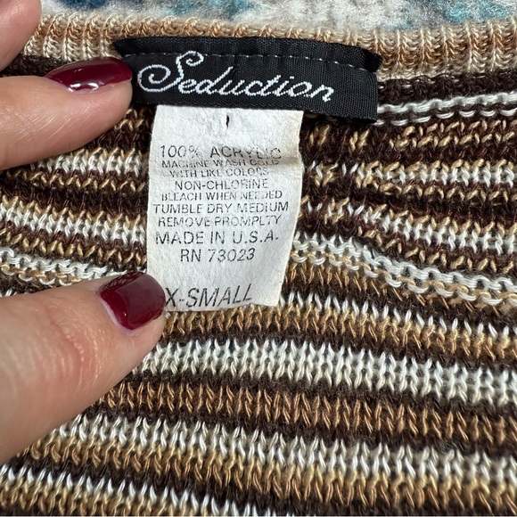 Vintage Y2K Seduction Earth Tone V Neck Knit Top - Picture 7 of 7